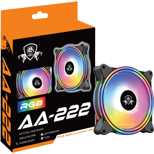 New AATIGERS AA-222 Dual Side Illumina LED Fan RGB For Gaming PC - mbatraders