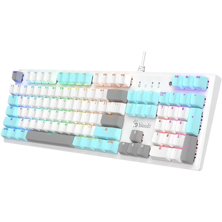 Best Price Bloody S510R Customize Mechanical Switch RGB Gaming Keyboard Icy White In Pakistan - mbatraders (1)