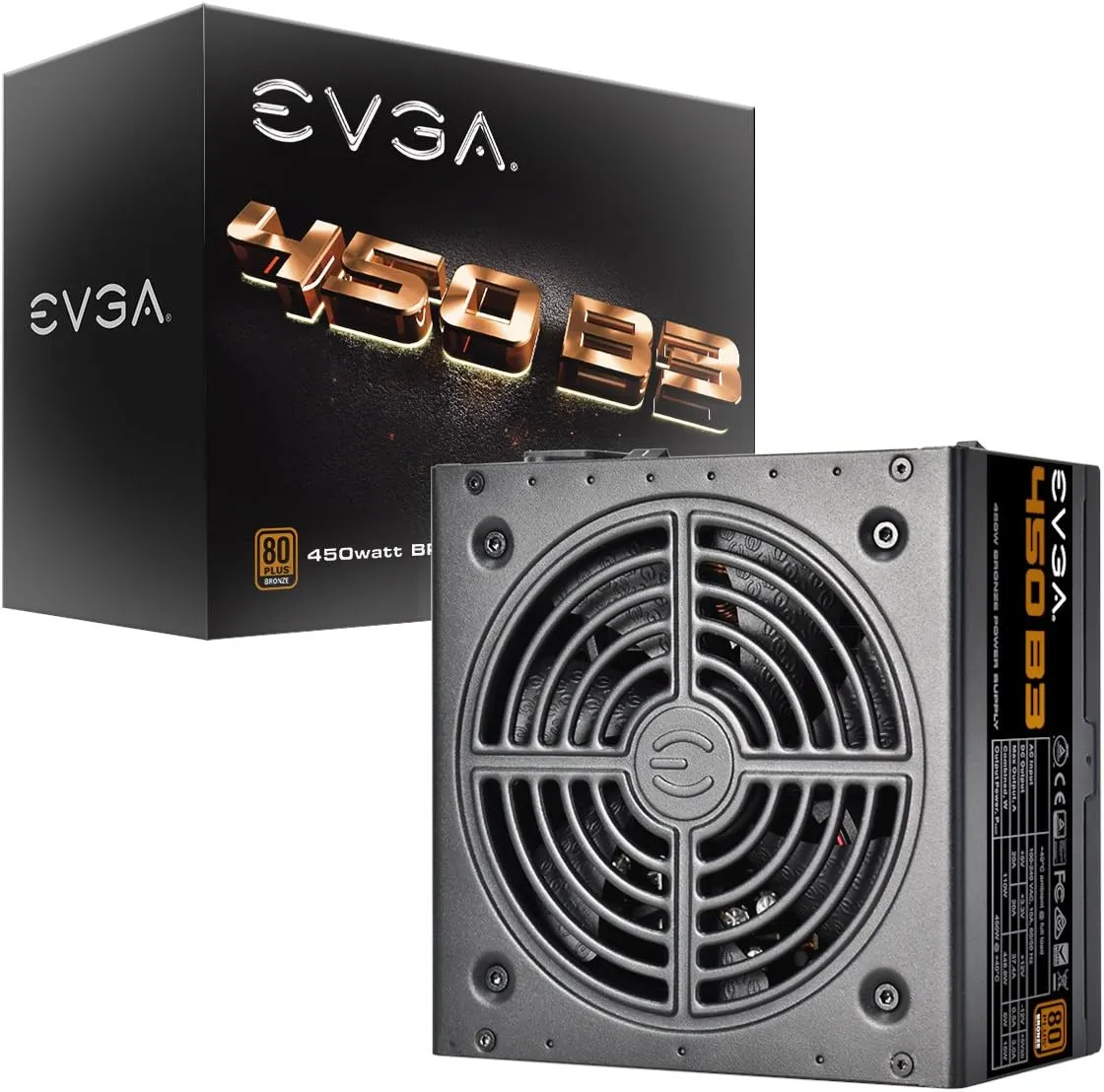 Best Price EVGA 450 B3 80+ BRONZE 450W Fully Modular Compact 150mm Size Power Supply In Pakistan - mbatraders (1)