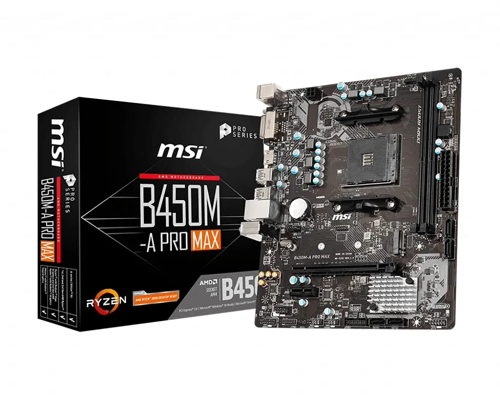Best Price MSI B450M-A PRO MAX AMD DDR4 Gaming Motherboard In Pakistan - mbatraders (1)