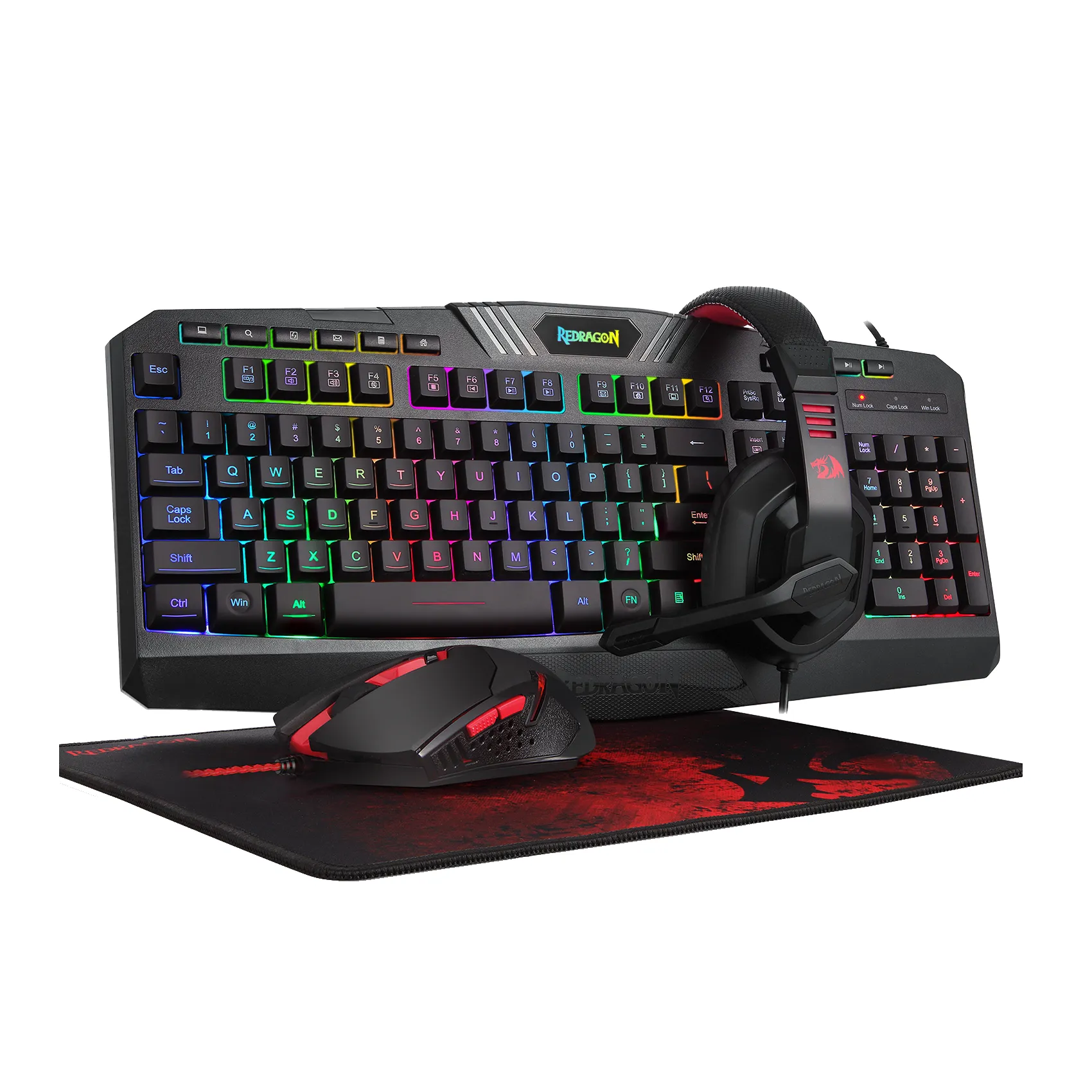 Best Price Redragon S101 BA-2 Wired Gaming Headphone Mousepad Keyboard and Mouse 4 in 1 Combo Set In Pakistan - mbatraders (1)