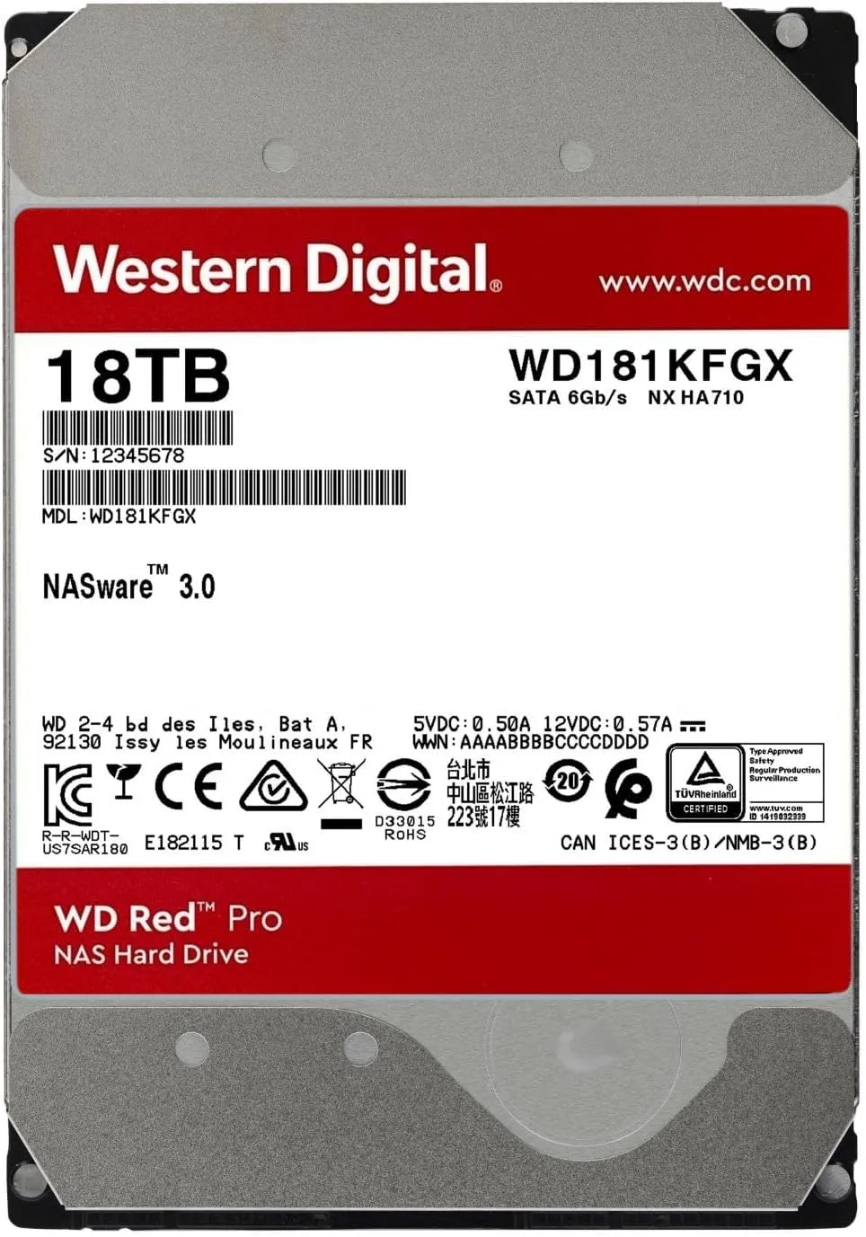 Best Price Western Digital 18TB 7200 RPM SATA 6 Gbs CMR 512 MB Cache 3.5 WD Red Pro NAS Internal Hard Drive HDD In Pakistan - mbatraders (1)