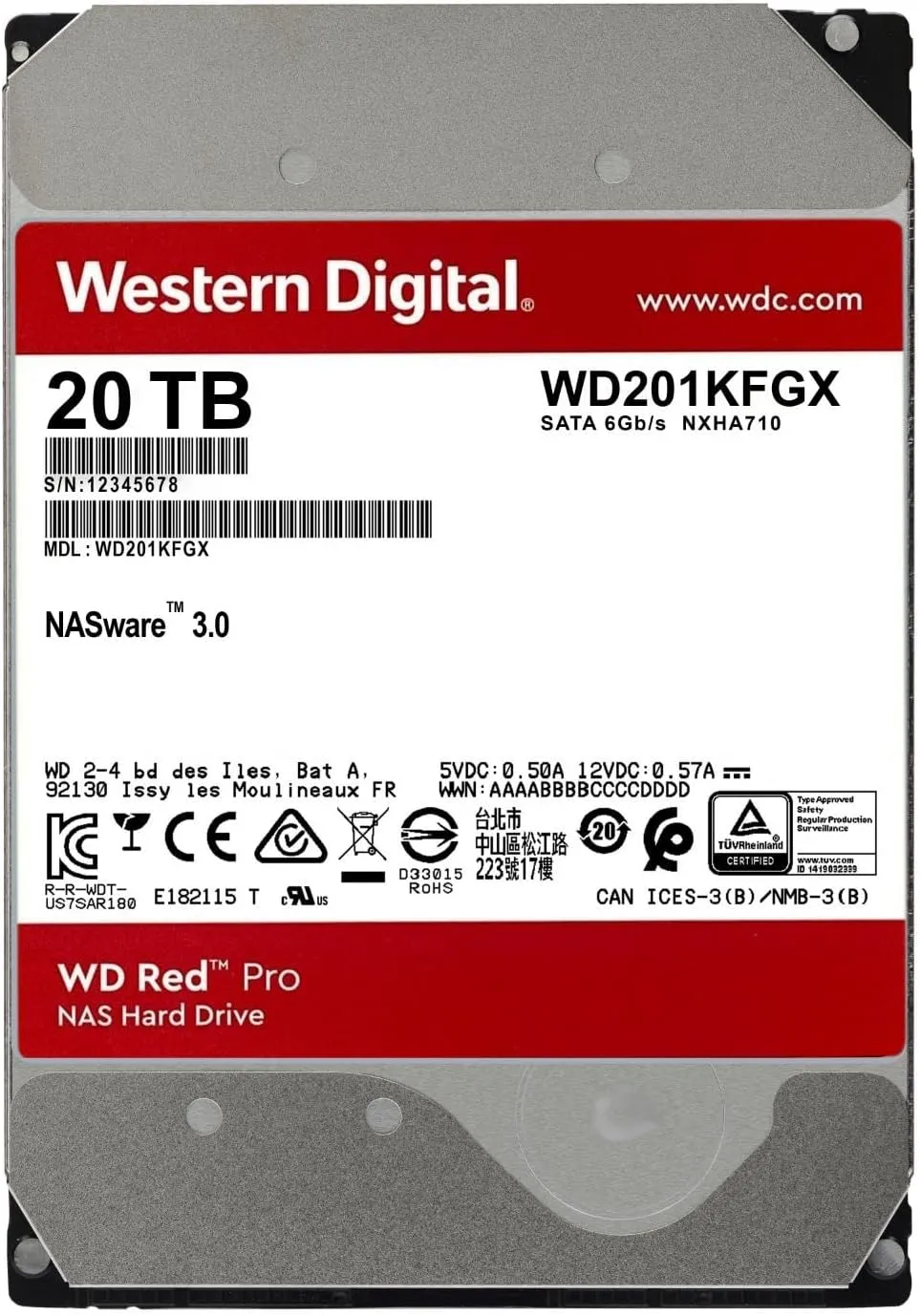 Best Price Western Digital 20TB WD Red Pro HDD 7200 RPM SATA 6 Gbs CMR 512 MB Cache 3.5 NAS Internal Hard Drive In Pakistan - mbatraders (1)
