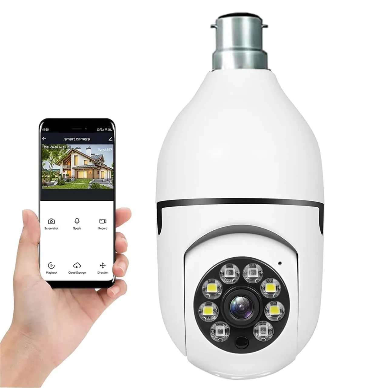 Best Price On 1080p 360 Degree Auto Rotation Fish Eye Wireless WiFi Security Camera Light Bulb In Pakistan - mbatraders (1)