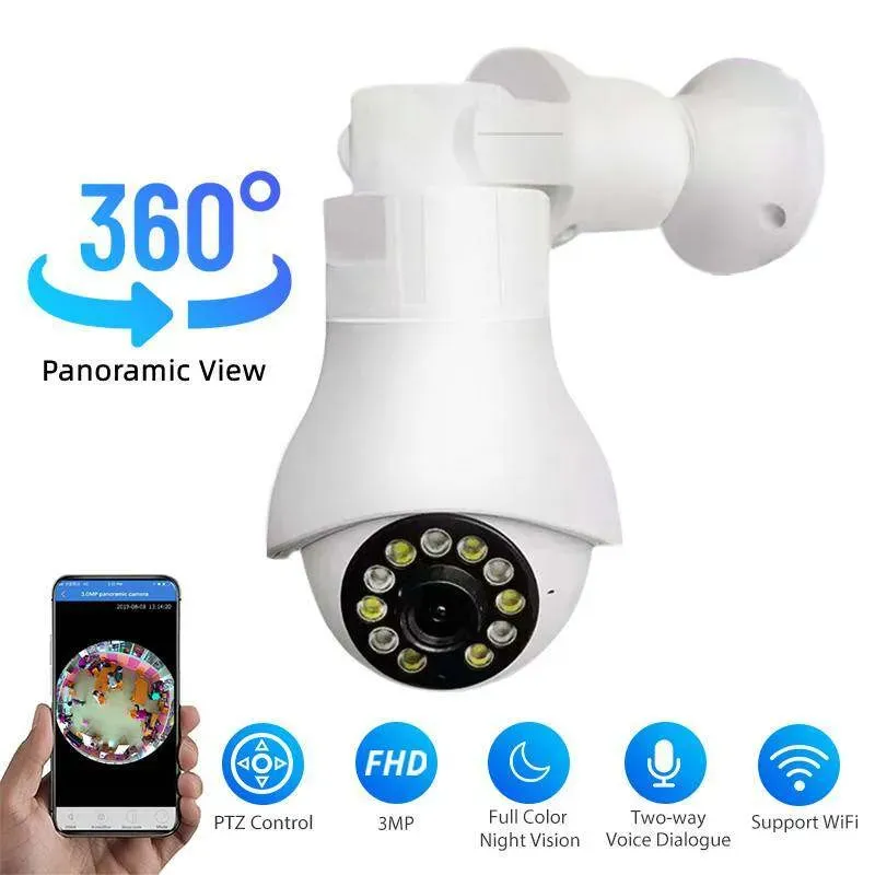 Best Price On 360 Degree 1080P HD WiFi IP Lamp Cam with Night Vision Surveillance Camera In Pakistan - mbatraders (1)