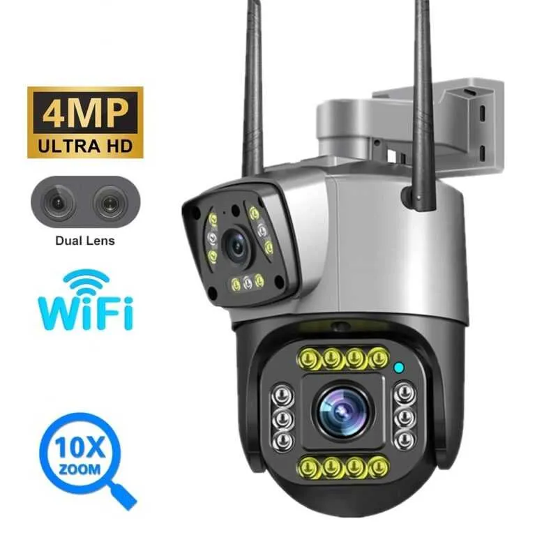 Best Price On 4MP Wifi PTZ Camera HD Dual Lens 10X Zoom Outdoor Security IP Camera In Pakistan - mbatraders (1)