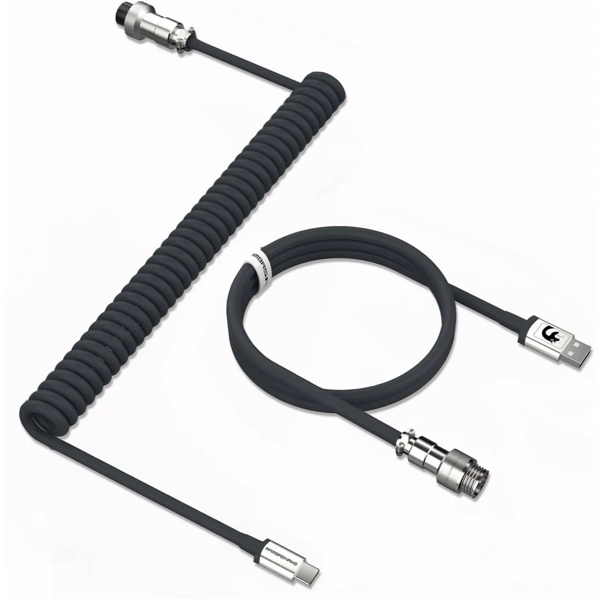 Best Price On Attack Shark x MambaSnake C01 Black Custom Coiled USB C to A Mechanical Keyboard Cable In Pakistan - mbatraders (1)