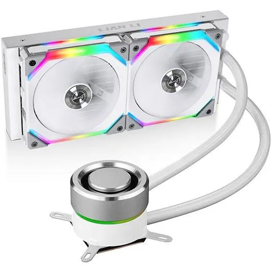 Best Price On Lian Li Galahad 240 AIO UNI Fan SL120 Edition White ARGB 240mm Liquid CPU Cooler In Pakistan - mbatraders (1)