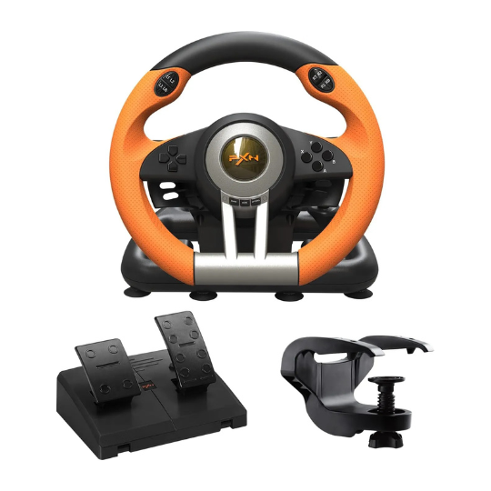 Best Price On PXN V3 PRO Gaming Steering Wheel and Pedals 180° Racing Wheel PC (Orange) In Pakistan - mbatraders (1)