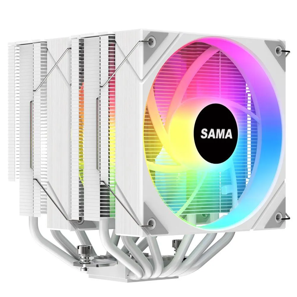 Best Price On Sama 6PDW ARGB White Gaming PC CPU Air Cooler In Pakistan - mbatraders (1)