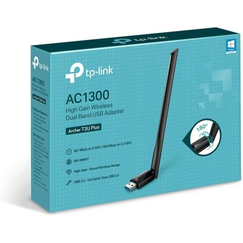 Best Price On TP-Link Archer T3U Plus AC1300 USB 3.0 Wireless Dual Band Wifi Network Adapter With Antenna In Pakistan - mbatraders (1)