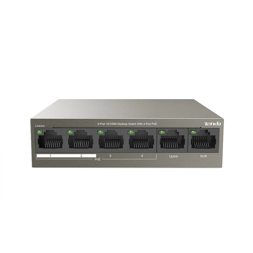 Best Price On Tenda TEF1106P 6-Port 4 PoE Ports 63W Ethernet Network Switch Hub In Pakistan - mbatraders (1)