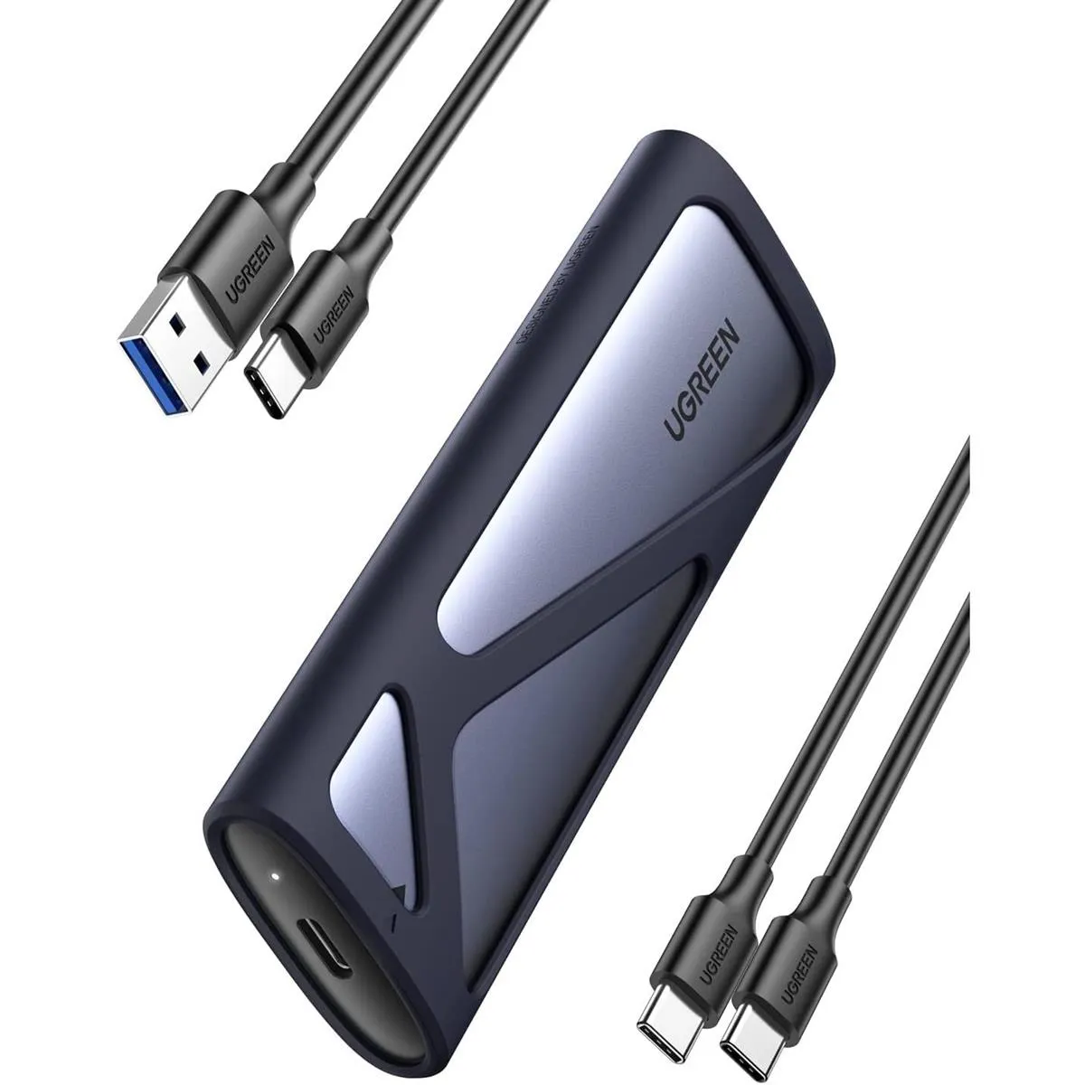 Best Price On UGREEN 10Gbps USB 3.2 Gen 2 M.2 NVMe SSD External Enclosure In Pakistan UGREEN M.2 NVMe SSD Enclosure 10Gbps USB 3.2 Gen 2 (10 Gbps) to NVME M-Key/(B+M) Key Solid State Drive External Enclosure Support UASP Trim for 2230/2242 /2260/2280 NVME SSDs Compatible Devices Desktop, laptop, tablet, smartphone Specific Uses For Product PC, tablet, mobile phone Connector Type USB Type C Item dimensions L x W x H 4.72 x 1.5 x 0.51 inches Brand UGREEN About this item 10Gbps NVMe Enclosure: With USB 3.2 Gen2, this M.2 enclosure can achieve a data transfer rate of 10Gbps. Backward compatible with USB 3.1 and USB 3.0 Broad Compatibility: The UGREEN M.2 NVMe SSD enclosure is specially designed to support NMVe protocol M/B&M keys and for 2230/ 2242/ 2260/2280 size SSDs up to 8TB. The M.2 NVMe enclosure is applicable for Windows, Mac OS, Linux, Android, IOS systems.(Does not support SATA NGFF SSD or mSATA SSD) Security & Stability: This hard drive enclosure adopts advanced RTL9210 chip with short-circuit, over-current and multi-protection to ensure the safety of your SSD and valuable data, and supports UASP/ Trim with high transfer speed Compact & Portable: This ultra-slim aluminium NVMe to usb enclosure with extra silicone case is portable yet durable, and much easier to carry with this M.2 to USB adapter, making it ideal for travelling Effective Heat Dissipation: This portable M2 SSD Enclosure has a cool aluminium case with a thermal pad that maintains good contact with the metal case, keeping it cool at high speeds and protecting data from high temperature damage