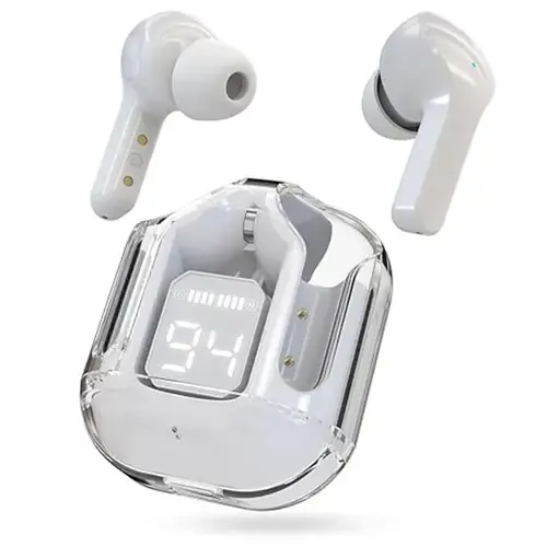 Earbuds Air 31 Airpods Wireless Bluetooth headphones With Crystal Transparent Case (White) - mbatraders (1)