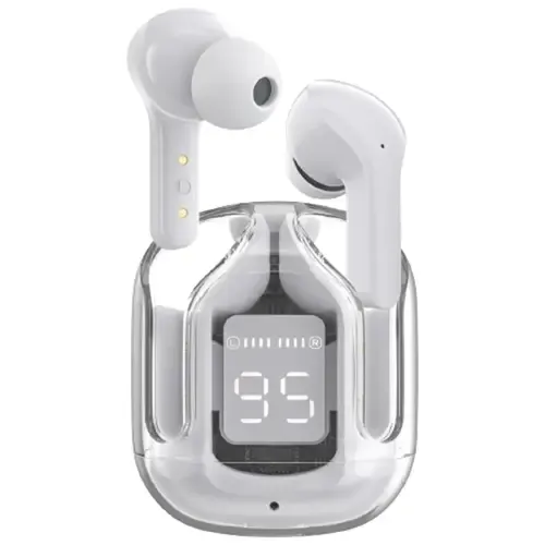 Earbuds Air 31 Airpods Wireless Bluetooth headphones With Crystal Transparent Case (White) - mbatraders (4)