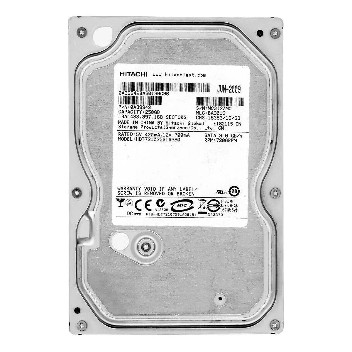 Best Price HITACHI 250GB 7200RPM 3.0Gb SATA 3.5 Desktop HDD Hard Disk Drive In Pakistan - mbatraders (1)
